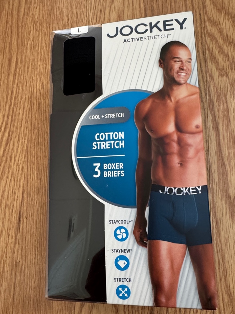 Jockey ActiveStretch Cotton Stretch 3-Pack Boxer Briefs - Black